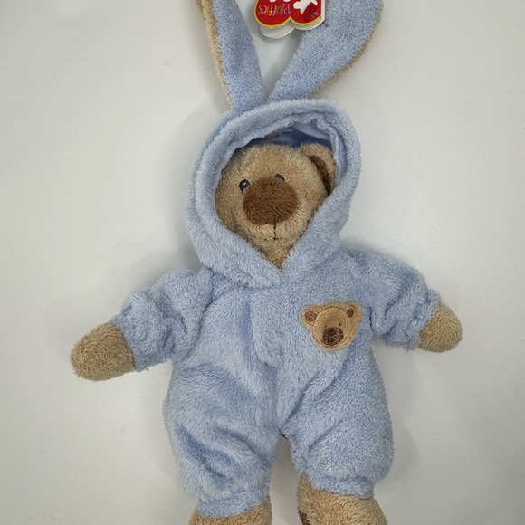 Ty Pluffies PJ Bear Plush Blue Bunny Pajamas 2007 - Picture 1 of 8